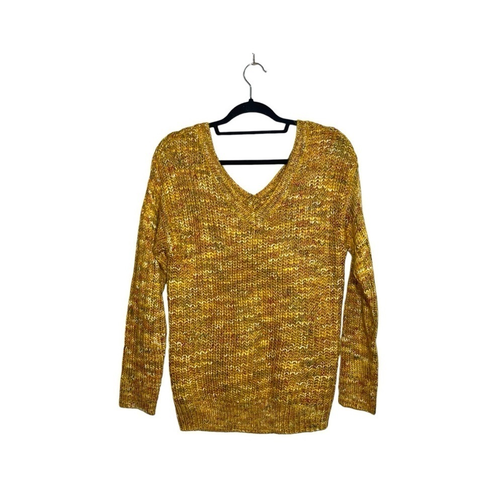 Maurices Yellow Multicolor Tight Knit Double V Sweater Small Women’s